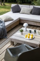 Detail of outdoor furniture on decking