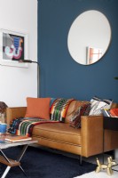 Modern living room with bold, colourful accents