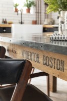 Industrial style reclaimed kitchen table detail