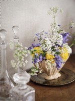 Dining room sideboard flower arrangement 