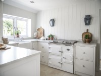 White panelled wall Kitchen 