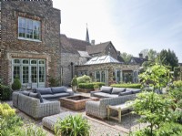 Outdoor living area on terrace of country house