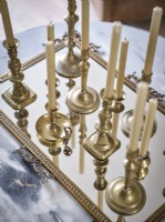 Detail of tray of candlesticks in Living room 