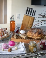 Country house in Denmark. Easter period in the kitchen.