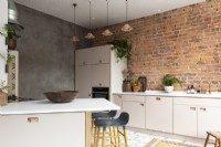 Pale pink eclectic kitchen