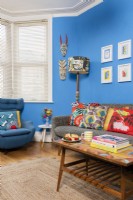 Colourful blue living room