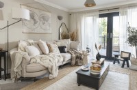 Modern living room decorated in neutral tones