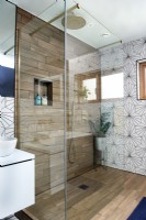 Modern shower cubicle in contemporary bathroom