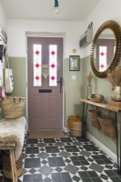 Classic style flooring in modern colourfully decorated hallway