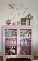 Pink painted display cabinet