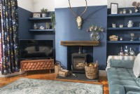 Modern dark blue painted living room