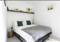 Small bright contemporary bedroom