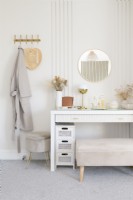 Dressing table with upholstered stool
