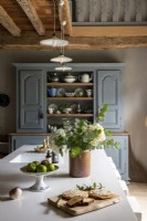 White island in country kitchen 