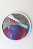 Detail of colourful artwork in circular frame