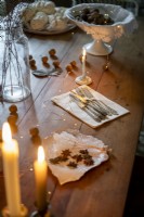 Detail of rustic dining room table 