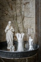 Detail of white religious sculptures