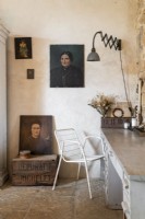 Portraits on white wall 