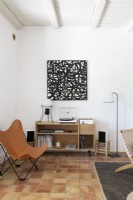 Monochrome artwork in modern country living room