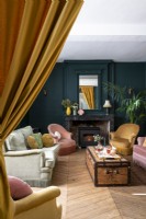 Colourful classic living room with vintage furniture