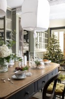 Modern country dining room decorated for Christmas 