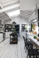 Black and white modern country kitchen-diner