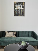 Green sofa and coffee table in modern living room