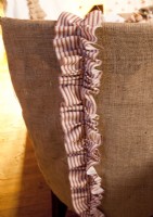 Burlap and ribbon handmade chair cover