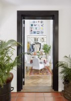 View through doorway to classic dining room