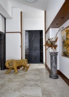 Lion sculpture in classic hallway