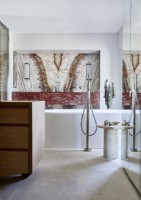 Decorative marble wall in classic bathroom