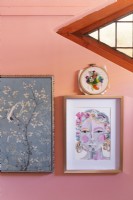 Detail of artwork in pink bedroom