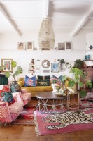 Eclectic living room with colourful decor
