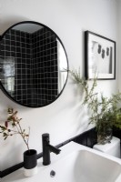 Modern bathroom details in black and white.