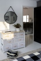 Chest of drawers in modern bedroom.