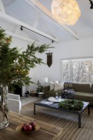 Modern living room with Christmas decoration.