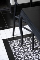 Detail of black and white patterned tiles