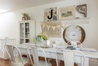 Textures and whimsical touches keep the all-white dining room interesting. An old medical cabinet keeps tableware handy.
