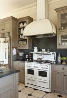The custom cabinetry was painted with chalk paint, and then burnished with a wax treatment.