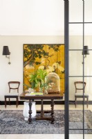Chinese lacquered panel in entrance hall