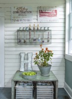 A fan of Annie Sloan chalk paint, Charlie stores her supplies in plain sight.