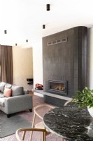 Fireplace with tile cladding