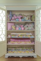 An armoire hod some fo Jennifers fabrics and designs, which are sold all over the world.