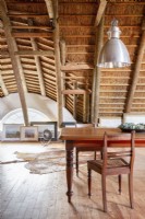 Thatched ceiling in farmhouse attic 