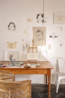 Workspace in artist's bedroom