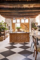 Country kitchen in shed with double doors
