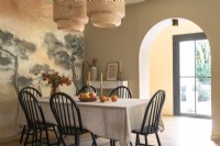 Feature wall in country style dining room