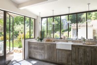 Modern country kitchen with views to garden