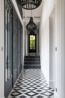 View along classic style monochrome corridor