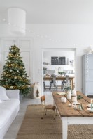 Christmas tree in modern country living room